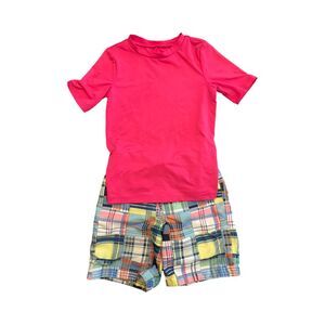 EUC – Vibrant Toddler Boys 5T Rash Guard & Swim Trunks Set
